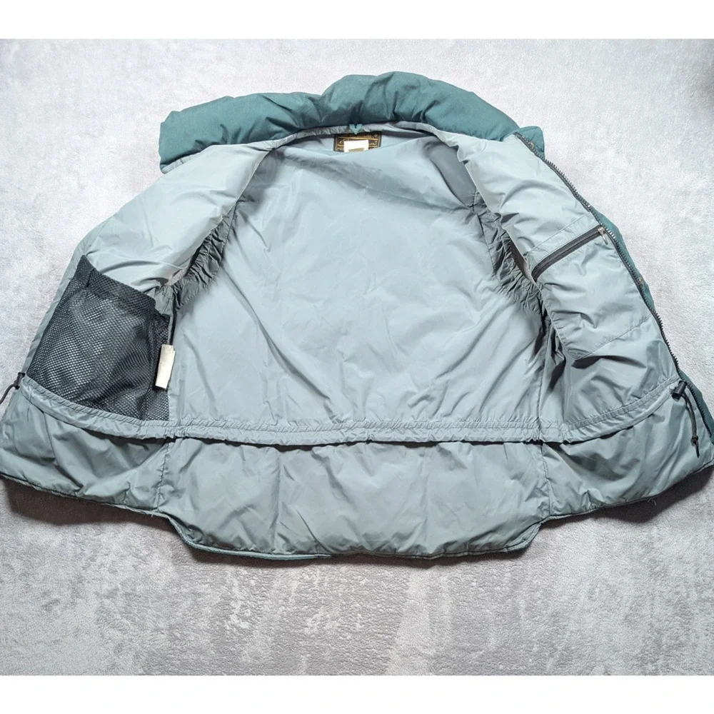Vintage Eddie Bauer Goose Down Puffer Vest Mens Large Green Zip Up Snap Pockets